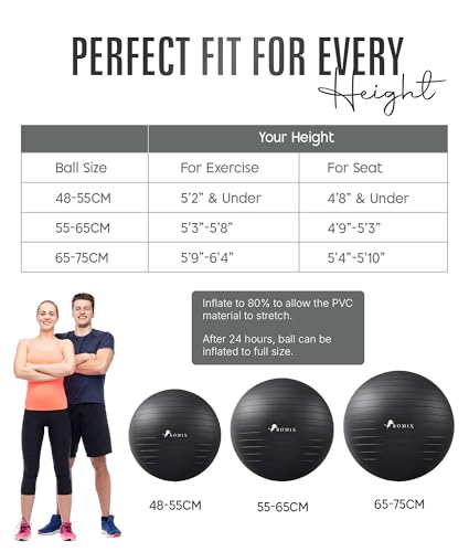 Image of ROMIX Exercise Ball, Anti-Burst Yoga and Birthing Ball with Pump, Home Use