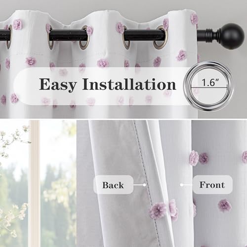 Image of MEETSKY Purple Blackout Curtains for Girls Bedroom,Pom Pom Curtain 50x90 in | 100% Blackout Light Blocking Drapes,Nursery /Kids /Girls Curtains,Room Darkening,Thermal Insulated Grommet Drape,2 Panels Set