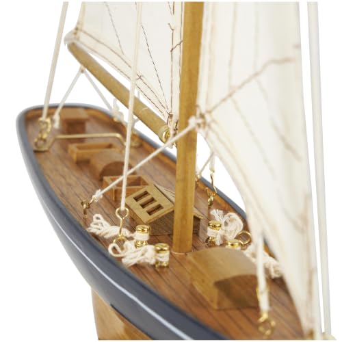 Deco 79 Wood Sail Boat Decorative Sculpture Home Decor Statue with Beige and Navy Accents and Lifelike Rigging, Accent Figurine 17" x 4" x 21", Brown by deco 79 - Image 4
