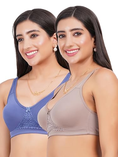 Image of Non Padded Bra in B, C and D Cup for Women - Made of Pure Cotton Full Coverage Over Size Non Wired Pushup Soft Cup for T-Shirt Saree Dress Sports Garment for Daily Use Everyday
