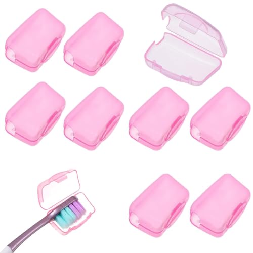 XuJJJJunB 歯ブラシキャップ 10個 歯ブラシカバー 半透明 歯ブラシケース (Pink)の商品画像（Amazon）