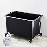 Fregadero de fregador comercial Lavabo de servicio de fregona con tubo de desagüe, fregadero de lavandería de piso Bañera de servicios públicos con fregaderopara cocina Garaje,Wheel