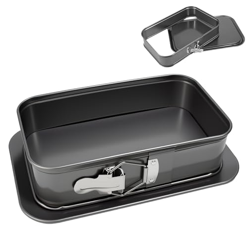 VGECEE Springform Rechteckig 39.5 x 28 cm Backform Rechteckig kuchenform Springform Antihaftbeschichtet Backform Quadratisch aus Karbonstahl Springform Käsekuchenform Eckig zum Backen von Kuchen