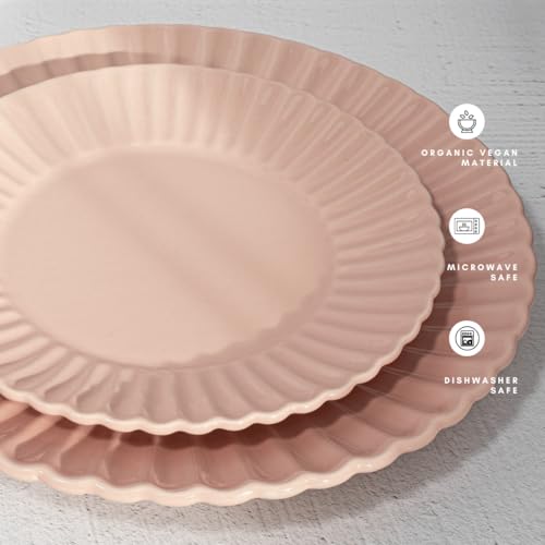 Image of 16 Piece Dinnerware Set Aruba (Pink Sunset) Plates, Bowls, and Mugs Set for 4