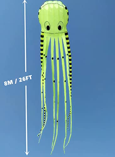 Apz Bumblebee 3D 26Ft Ultra Large & Fun Octopus Foil Kite With Handle & Line, Beach Park Outdoor Fun (Yellow) #TOP2