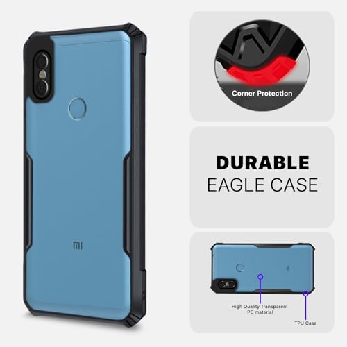 Image of Pikkme Redmi Note 6 Pro Back Cover | Crystal Clear Transparent Back | Ultra Hybrid | Full Camera Protection | Raised Edge | Bumper Back Case (Black)