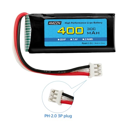 AMZZN 2PCS 7.4V 2S 400mAh 30C Li-po Battery with PH-2.0 3P Plug Suitable for UMX 2S Aircraft, Fixed Wing Drone Quadcopter and Glider Backup Batteries - Image 2
