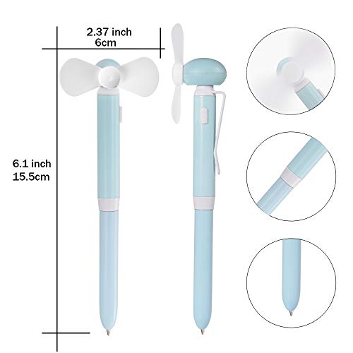 Yacig Breeze Fan Pen, 2 In 1 Portable Mini Handheld Fan With Ballpoint Pen, Black Ink, 1Xaaa Battery Powered- Turquoise #TOP1