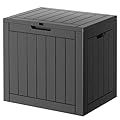 LHBGO 32 Gallon Deck Box Lockable Resin Indoor Outdoor Storage Box waterproof Outdoor Container for Patio Furniture, Pool Accessories, Cushions, Garden Tools, Sports Equipment