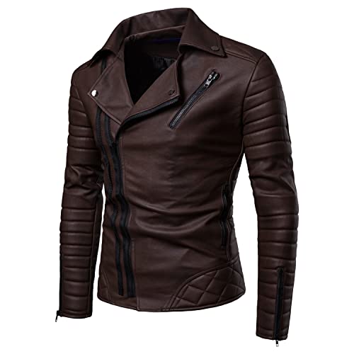 SevenDwarf casaco masculino Casaco de couro masculino cardigan vintage gola de couro para motociclet