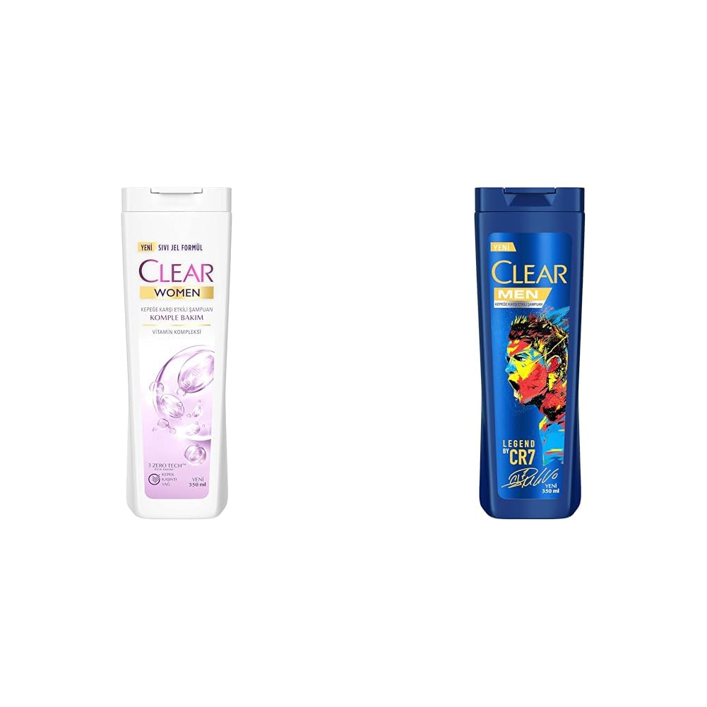 Clear Women Komple Bakım Vitamin Kompleksi Kepeğe Karşı Etkili Şampuan 350 ml(1) Clear Men Kepeğe Karşı Etkili Şampuan Legend By CR7 Cristiano Ronaldo 350 ml(2)