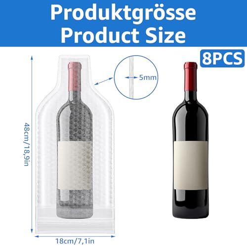 Oungy 8 Stück Weinflaschen Reiseschutzhüllen, Weinhüllen für Koffergepäck, Auslaufsicher Weinflaschenschutz Taschen, Flaschen-versandhülle, Wiederverwendbarer Auslaufsichere Verpackung für Flugzeuge