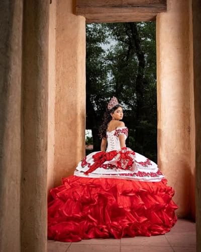 Mauuwy Vintage Flowers Embroidery Quinceanera Dresses Ball Gown Ruffles Prom Party 15 Dress Puffy Tiered Sweet 16 Dresses2