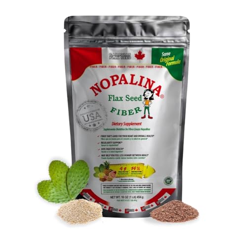 Nopalina Fiber Formula | 1 Lb Bag | 30 Servings | Flax Seed, Psyllium, Oat and Wheat Bran, Omega 3, 6 & 9 | Can Help with Regularity & More | The Original