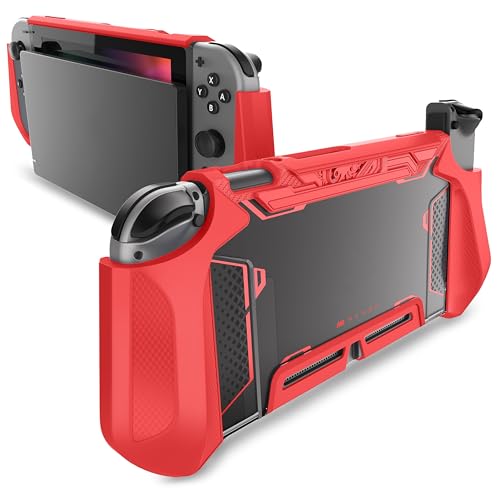 Image of Mumba Dockable Case for Nintendo Switch (2017 Release), [Blade Series] TPU Grip Protective Cover Case Compatible with Nintendo Switch Console and Joy-Con Controller (Red)