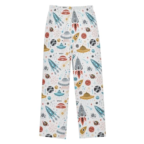 ZZXXB Universe Airship Rocket Boys Long Pants Soft Trousers Elastic Waist Kids Lounge Bottoms with Pockets S-XL