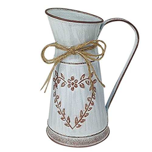 Jarrón Decorativo Rústico Jarrón de Flores de Metal Jarrón de Jarra para Flores Shabby Chic Jarrón para la Decoración de la Mesa de la Sala de Estar del Jardín Decoración del Balcón Cover
