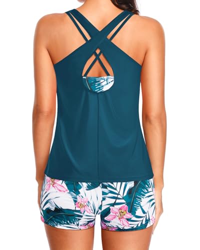 Image of Holipick 3 Piece Tankini Swimsuits for Women Tummy Control Bathing Suits Swim Tank Top with Bra Boy Shorts Teen Swimwear 2026