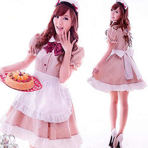 [NEMISO] メイド服 コスプレ メイド コスチューム ワンピース エプロン カチューシャ リボン 蝶結び 撮影 道具 アニメ MAID COSTUME ハロウイン HALLOWEEN 文化祭 イベント パーティー アイテム 仮装 変装 制服 演出 衣装 喫茶店 カフェー