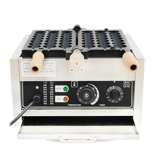 Máquina eléctrica para hacer gofres de burbujas, Máquina comercial antiadherente de 1400W para hacer gofres de doble calentamiento con control de tiempo y temperatura, para aperitivos en la cocina del