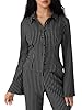 CIDER Womens Striped Button Down Blouse Bell Sleev... #2