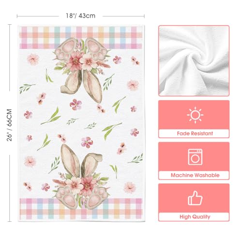 Artoid Mode DISHTOWEL-EASTER-4075-2PC-045MC Colorful Buffalo Plaid Bunny Rabbit Flower Easter Kitchen Towels Dish Towels thumb #5