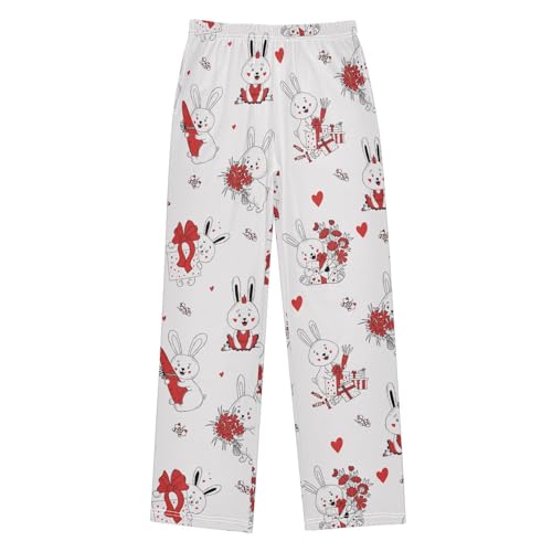 Boys' Pants Christmas Rabbit Carrot Red Valentines Long Bottoms Jogger Pants Elastic Waist Trousers with Pockets S-XL