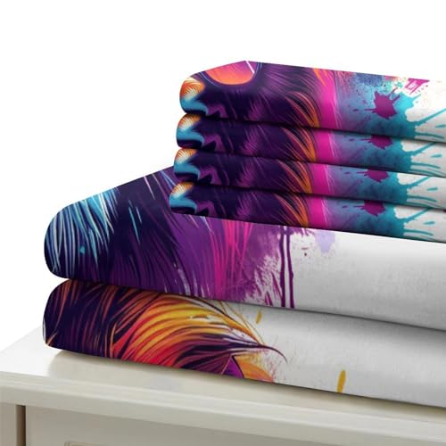 Housse de couette lion 3D microfibre lit double 200x200 ensemble de literie - 6
