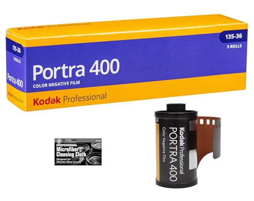 Película Kodak Professional Portra 400 Color Negativa (Rollo 35 mm, 36 exposiciones) - Paquete de 5 con paño de limpieza miniatura 1