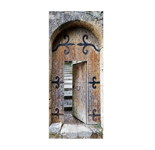 Sticker porte vintage pour cuisine et salon | Rénovation trompe-l'œil 3D