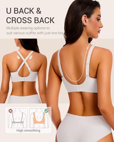 Image of Gailife Deep V Jelly Bras for Women No Underwire Wireless Seamless Push Up Bra Comfort Support Plunge Bralette Full Coverage