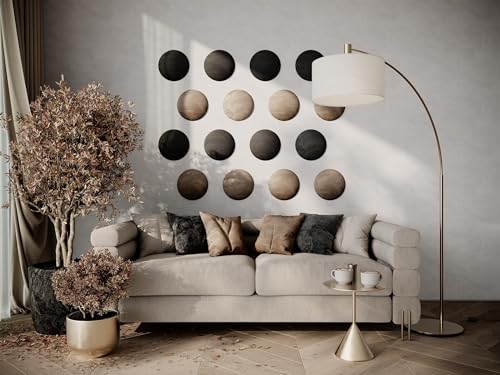 4-Pack Soft Velvet Acoustic Wall Panels for Bedroom (ROUND, 25x25cm, Beige) miniatura 4