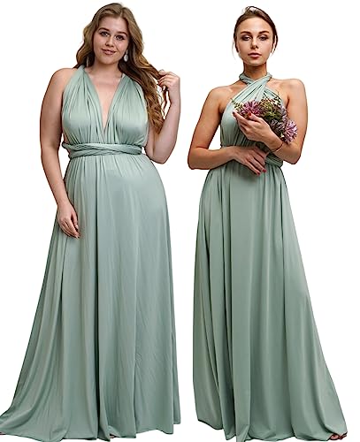 Taniri Vestidos infinitos para damas de honor, vestido de maternidad, vestido de Navidad para mujer, vestido de dama de honor para boda, Plateado/salvia, Talla Unica Más