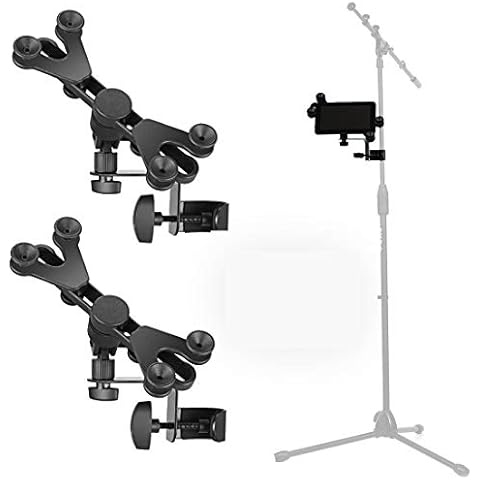Hola! Music Pack of 2 HM-MTH Microphone Music Stand Tablet/Smartphone Holder Mount - Fits Devices from 6 to 15 Inch Cover