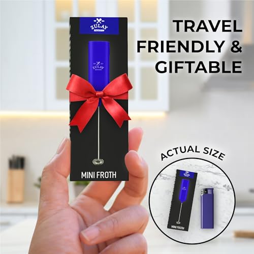 Image of Mini & Mighty Milk Frother Wand - Powerful Handheld Coffee Frother, Battery Operated Drink Mixer - Compact Pocket Size - Detachable Whisk for Latte, Cappuccino, Matcha, Hot Chocolate