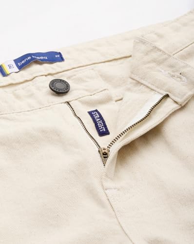 Image of BENE KLEED Men MID-Rise White Solid Pure Cotton Jeans
