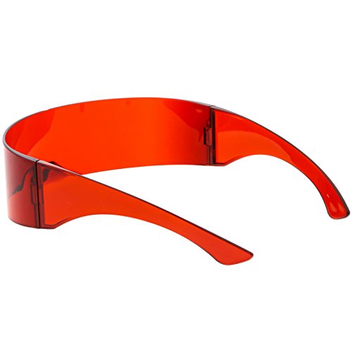 Image of zeroUV - 80s Futuristic Cyclops Cyberpunk Visor Sunglasses with Semi Translucent Mirrored Lens Shield Sunglasses