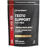Testosterone Supplement for Men | 120 Vegan Tablets | Male Hormone Support | Test Supplement | with Maca Root, Zinc, Selenium, Iron & B Vitamins | by Horbaach