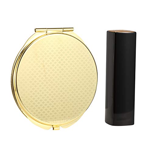 Dynippy Compact Mirror Bulk Round Makeup Metal Pocket Mirror For Purses Portable Hand Mirror Double-Sided With 2 X 1X Magnification (5 Pack Gold) #TOP5