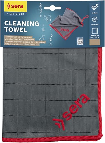 sera Cleaning Towel | Schnelltrocknendes Mikrofasertuch mit Karbonfasern | zur streifenfreien Reinigung von Glas | 40 x 40 cm und bei bis zu 60 °C waschbar