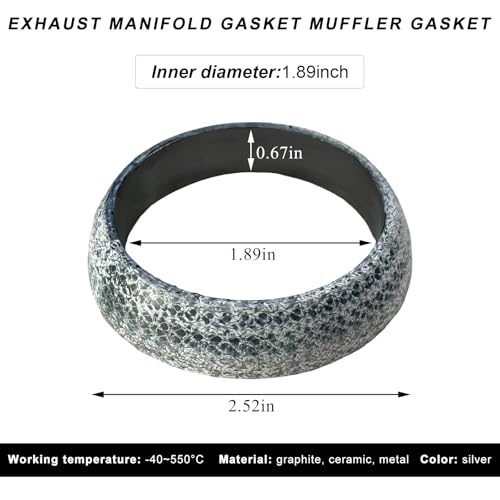 Image of ID 48mm Car Exhaust Gasket, High Grade Graphite Exhaust Flange Gasket Muffler Ring, Universal Leakproof Manifold Downpipe Exhausts Donut Gaskets Replacement for SUV Truck RV