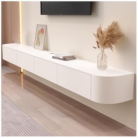 Tv Unit,Floating TV Stand,Wall Mounted TV Cabinet With Door & Drawer,Floating Shelves,Entertainment Media Console Center Large Storage TV Bench For Living Room & Office(A,240x24x20cm)