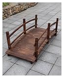 DMBBSAPBSH Holzbrücke mit Geländer, Gartenbrücke aus Holz, Holzbogen-Gartenbrücke mit Seitengeländer, kleine Garten-Gehwegbrücken(140cm (4.6ft))