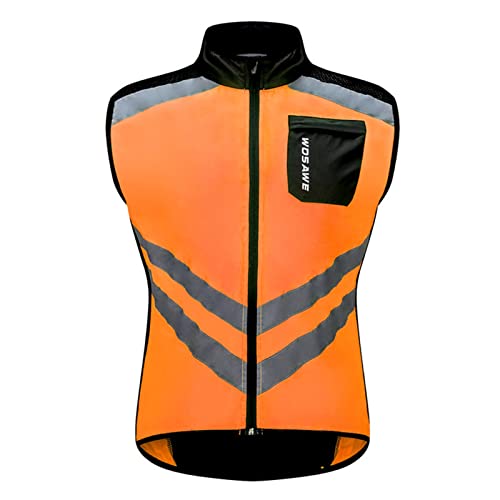 QUINTRA - QUINTRA Gilet léger et doux pour homme, coupe-vent, veste sans manches, pour voyage, randonnée, course à pied, maillots de cyclisme de course (orange, L)