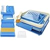 00# Capsule filling machine, 100 Holes Home Filling Tray Kit, pill filler tray for capsules, pill maker and capsules machine, Home Coffee Pressing Plates Color blue