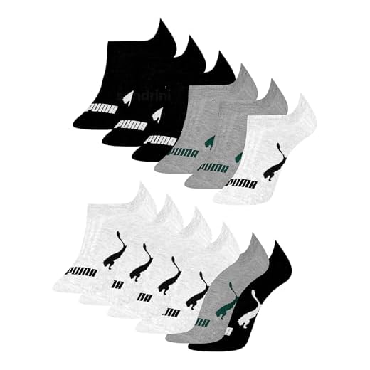 PUMA Kit 12 Pares Meias Sapatilha Invisível Esportiva Masculino Adulto, 4 Branco - 4 Cinza - 4 Preto, 39-43