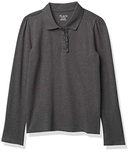 Image of The Children's Place Girls' Uniform Long Sleeve Ruffle Pique Polo