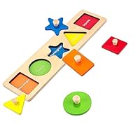 YESHUTIME Montessori Toy Wooden Shape Peg Puzzles，Fine Motor Color Matching Sorting Board, Early Learning Educational Activity Toy Gift for Toddlers 1-3 Year Old