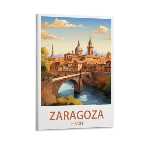 Poster vintage Zaragoza Espagne en toile 40x60cm pour habiller un mur vide