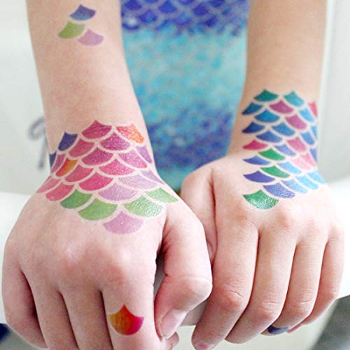 Kreatwow Mermaid Scale Temporary Tattoos For Under The Sea Birthday Party Favors 3 Pack #TOP2